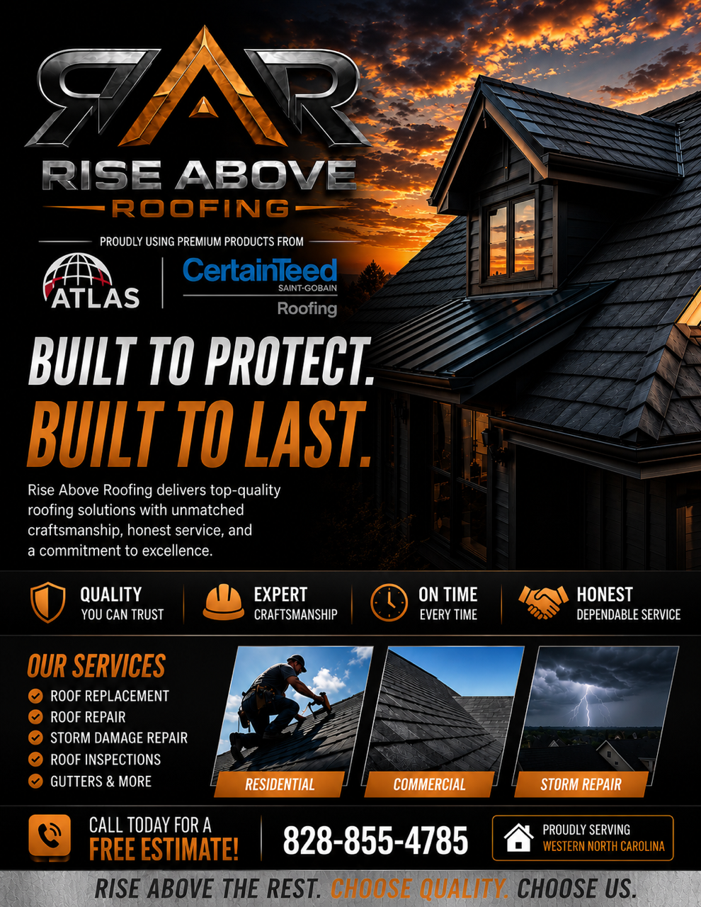 Rise Above Roofing completed project
